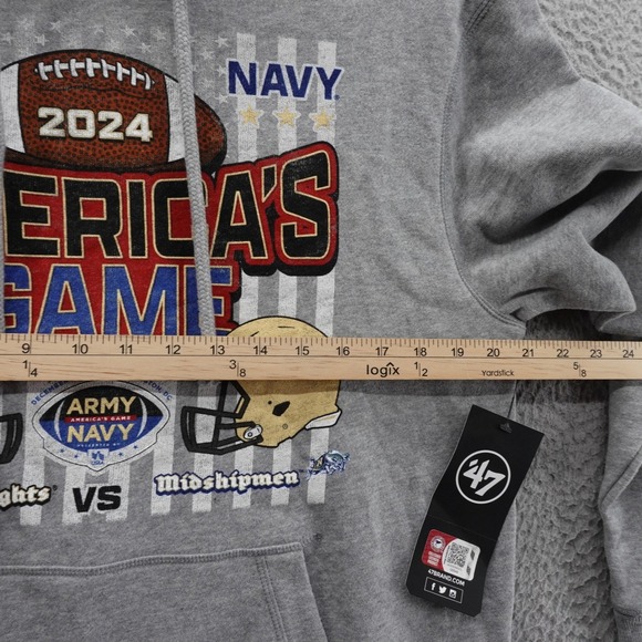 47 Brand Mens Army Navy 2024 Americas Game Hoodie Small Gray Football NEW - Picture 8 of 14